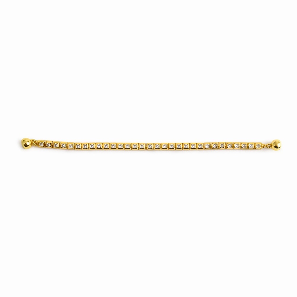 Gold Tone Tennis Bracelet CZ Magnetic Clasp New